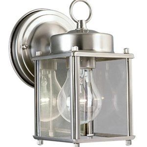 Progress Lighting P5607-09 Flat Glass Lantern Outdoor Wall Light Brushed Nickel